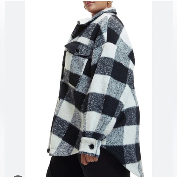 NWT Good American Plaid Shacket Black Ivory Plus size 7/8 - 4X/5X - Picture 1 of 6